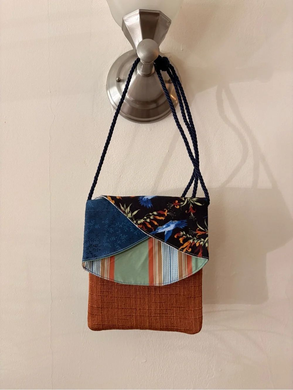 Handcrafted Multicolor Patchwork Crossbody Bag Boho Folk Art Artisan Purse